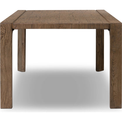 Henry Dining Table by Four Hands in rustic grey. Made from thick oak veneer, solid reclaimed oak, engineered hardwood in a modern style.