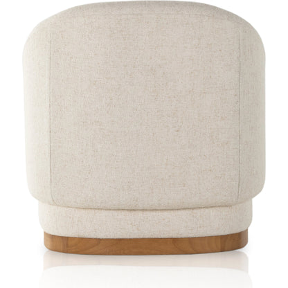 Martine Swivel Chair by Four Hands in omari natural, golden parawood. Made from 79% polyester, 16% viscose (rayon), 5% flax, linen, solid parawood, 100% polyester in a modern style.