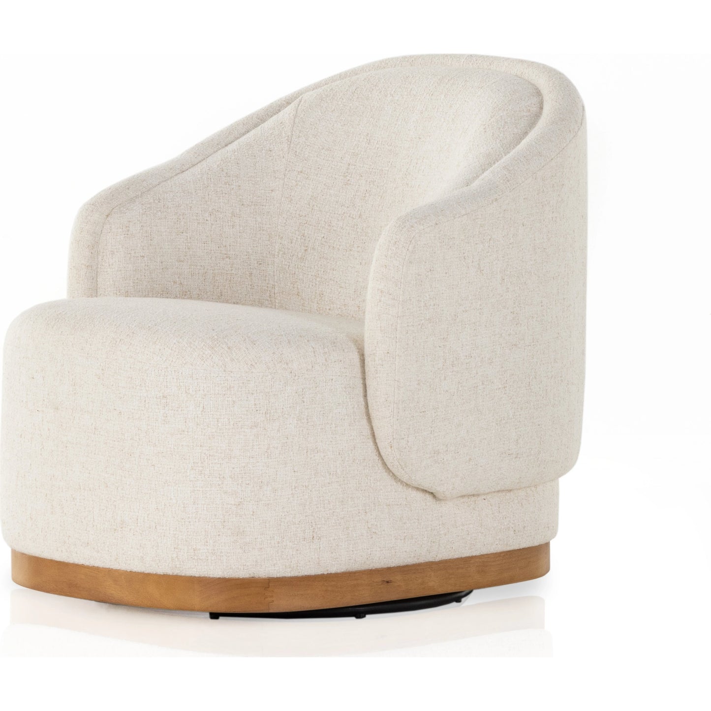 001 SI-1977539 | Additional Silo | Martine Swivel Chair by Four Hands in omari natural, golden parawood. Made from 79% polyester, 16% viscose (rayon), 5% flax, linen, solid parawood, 100% polyester in a modern style.