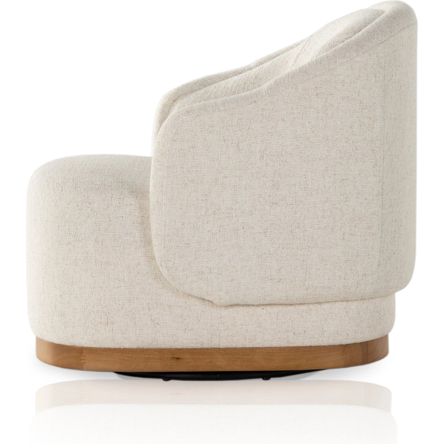 005 SI-1977539 | Additional Silo | Martine Swivel Chair by Four Hands in omari natural, golden parawood. Made from 79% polyester, 16% viscose (rayon), 5% flax, linen, solid parawood, 100% polyester in a modern style.