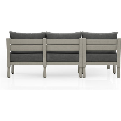 Waller Outdoor 2-PC Sectional by Four Hands. Made from 100% olefin, solid fsc®-certified teak, 59% polyurethane foam, 30% polyester fiber, 11% polyester fiber batting in a cottage & farmhouse style.