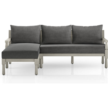 Waller Outdoor 2-PC Sectional by Four Hands. Made from 100% olefin, solid fsc®-certified teak, 59% polyurethane foam, 30% polyester fiber, 11% polyester fiber batting in a cottage & farmhouse style.