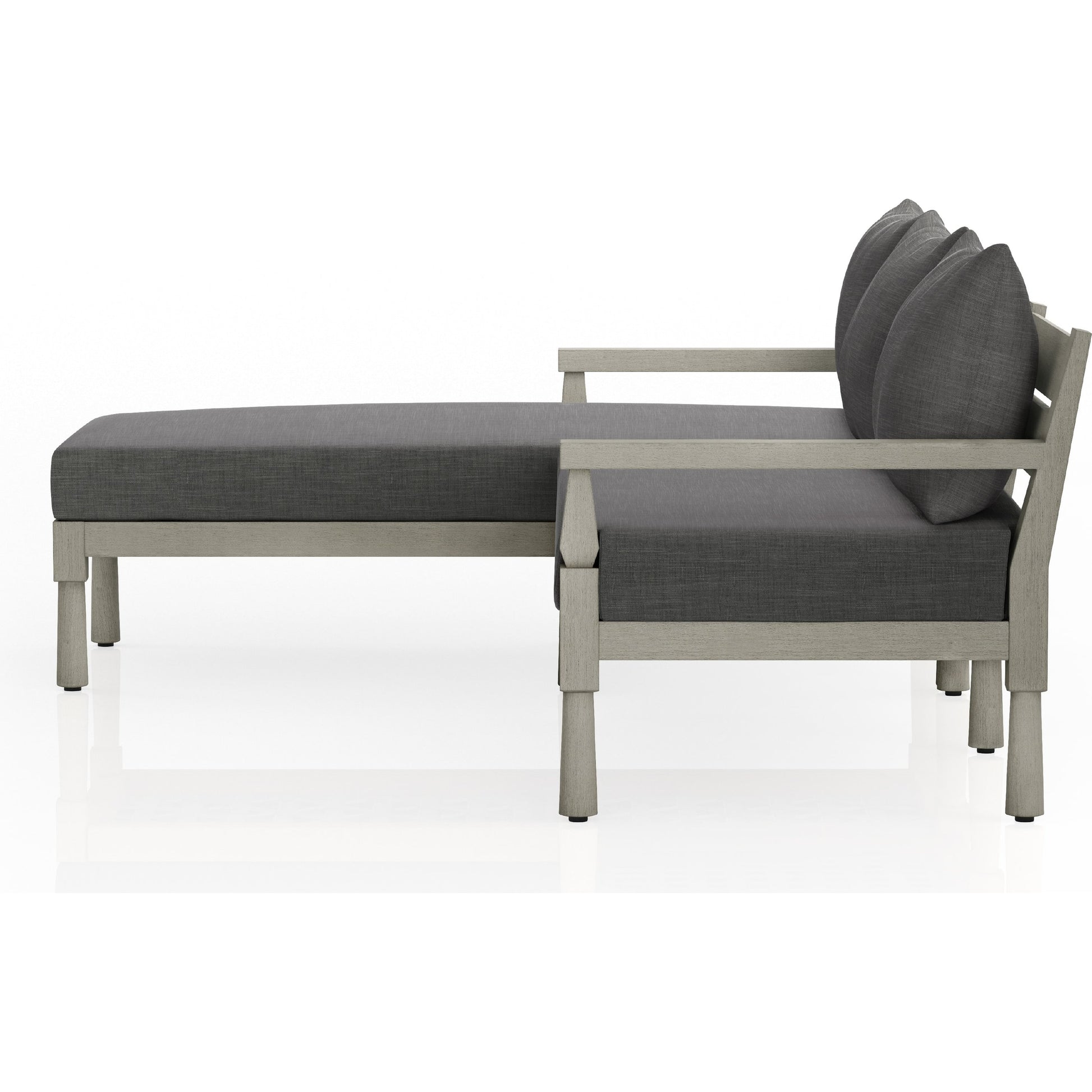 Waller Outdoor 2-PC Sectional by Four Hands. Made from 100% olefin, solid fsc®-certified teak, 59% polyurethane foam, 30% polyester fiber, 11% polyester fiber batting in a cottage & farmhouse style.