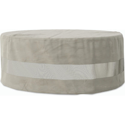 Weatherproof Outdoor Round Coffee Table Cover by Four Hands in baron grey, baron mesh and baron grey. Made from 100% polyester, 70% polyvinyl chloride (pvc), 30% polyester in a modern style.
