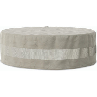 Weatherproof Outdoor Round Coffee Table Cover by Four Hands in baron grey, baron mesh and baron grey. Made from 100% polyester, 70% polyvinyl chloride (pvc), 30% polyester in a modern style.