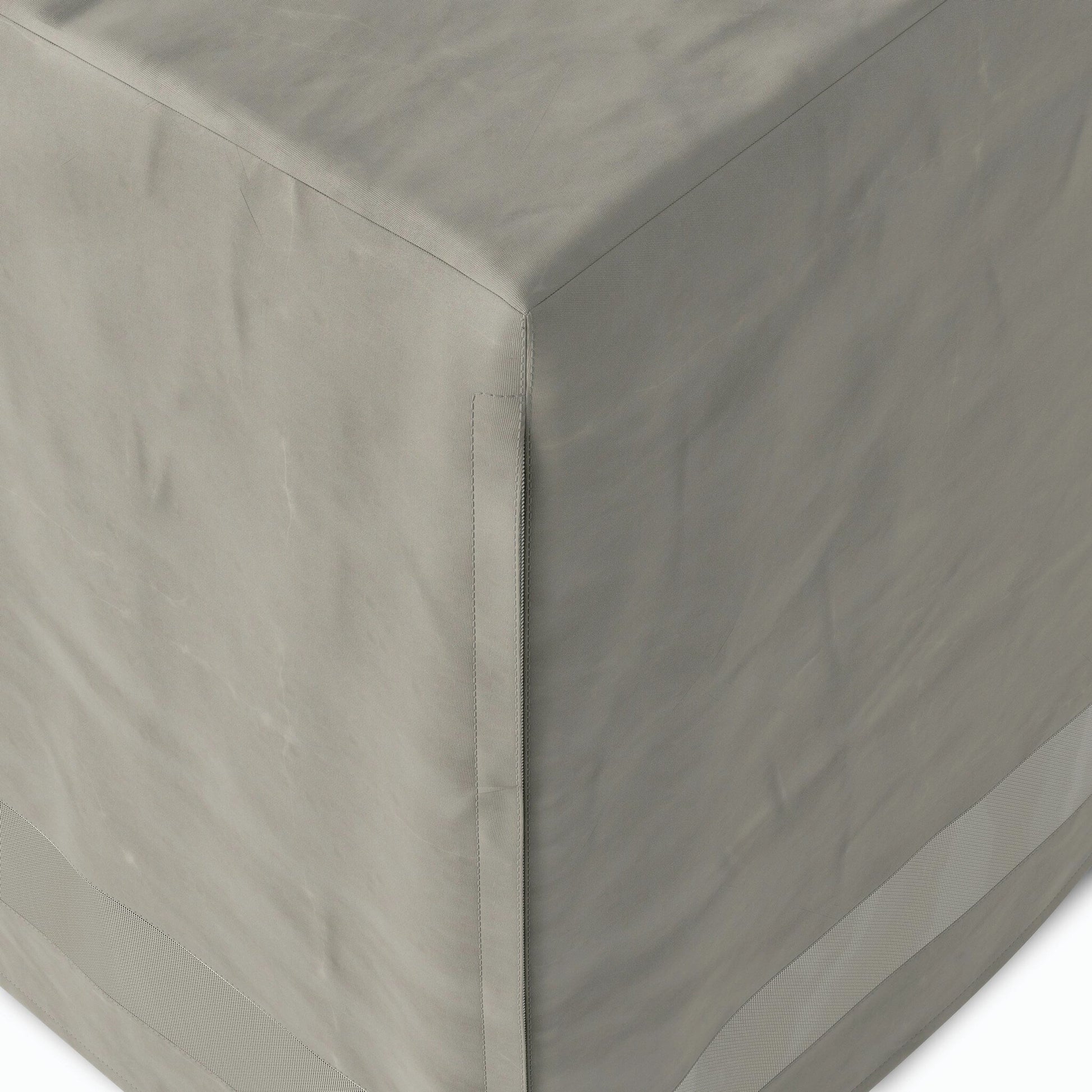 Weatherproof Outdoor Dining Table Cover by Four Hands in baron grey, baron mesh. Made from 100% polyester, 70% polyvinyl chloride (pvc), 30% polyester in a modern style.