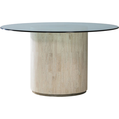 Cassio Round Dining Table by Artistica Home in white travertine. Made from unique in a modern style.