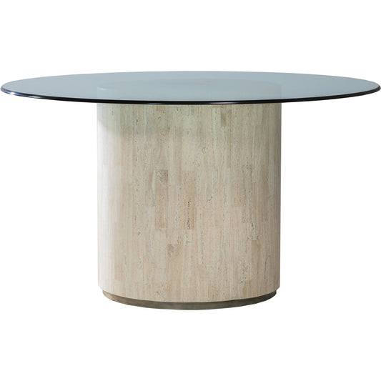 Cassio Round Dining Table by Artistica Home in white travertine. Made from unique in a unique style.
