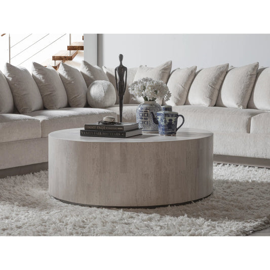 Cassio Round Cocktail Table by Artistica Home in creamy white. Made from unique in a transitional style.