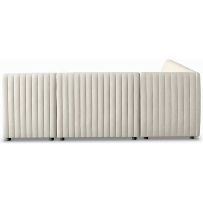 Augustine Dining Banquette by Four Hands in capri oatmeal. Made from 100% polyester, 80% polyurethane foam, 20% polyester fiber in a modern style.