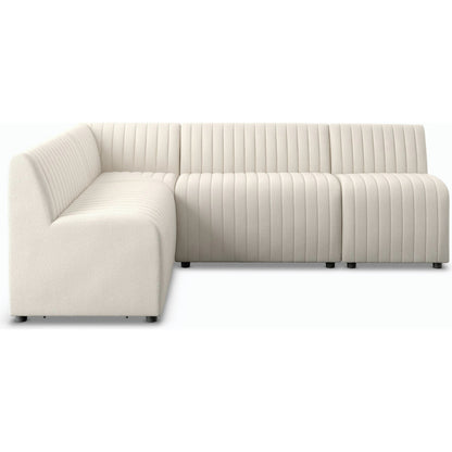 Augustine Dining Banquette by Four Hands in capri oatmeal. Made from 100% polyester, 80% polyurethane foam, 20% polyester fiber in a modern style.