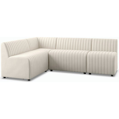 Augustine Dining Banquette by Four Hands in capri oatmeal. Made from 100% polyester, 80% polyurethane foam, 20% polyester fiber in a modern style.