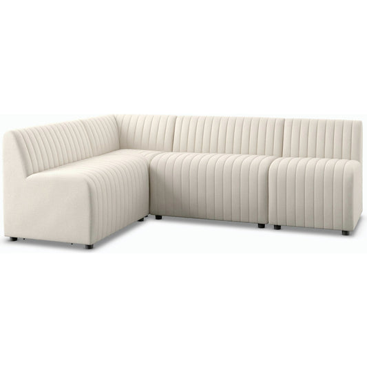 Augustine Dining Banquette by Four Hands in capri oatmeal. Made from 100% polyester, 80% polyurethane foam, 20% polyester fiber in a modern style.