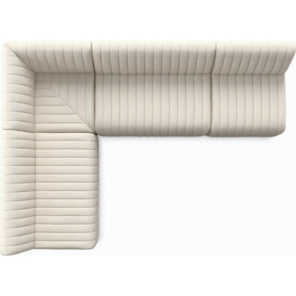 Augustine Dining Banquette by Four Hands in capri oatmeal. Made from 100% polyester, 80% polyurethane foam, 20% polyester fiber in a modern style.