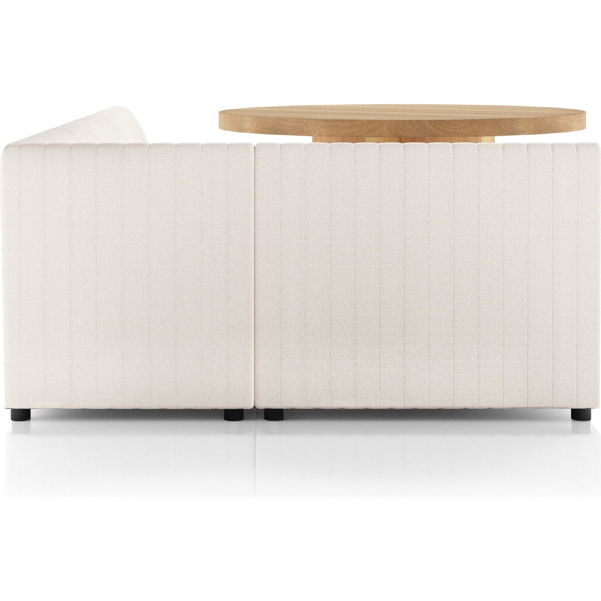 Augustine Dining Banquette by Four Hands in capri oatmeal. Made from 100% polyester, 80% polyurethane foam, 20% polyester fiber in a modern style.