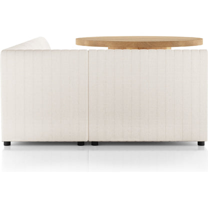 Augustine Dining Banquette by Four Hands in capri oatmeal. Made from 100% polyester, 80% polyurethane foam, 20% polyester fiber in a modern style.