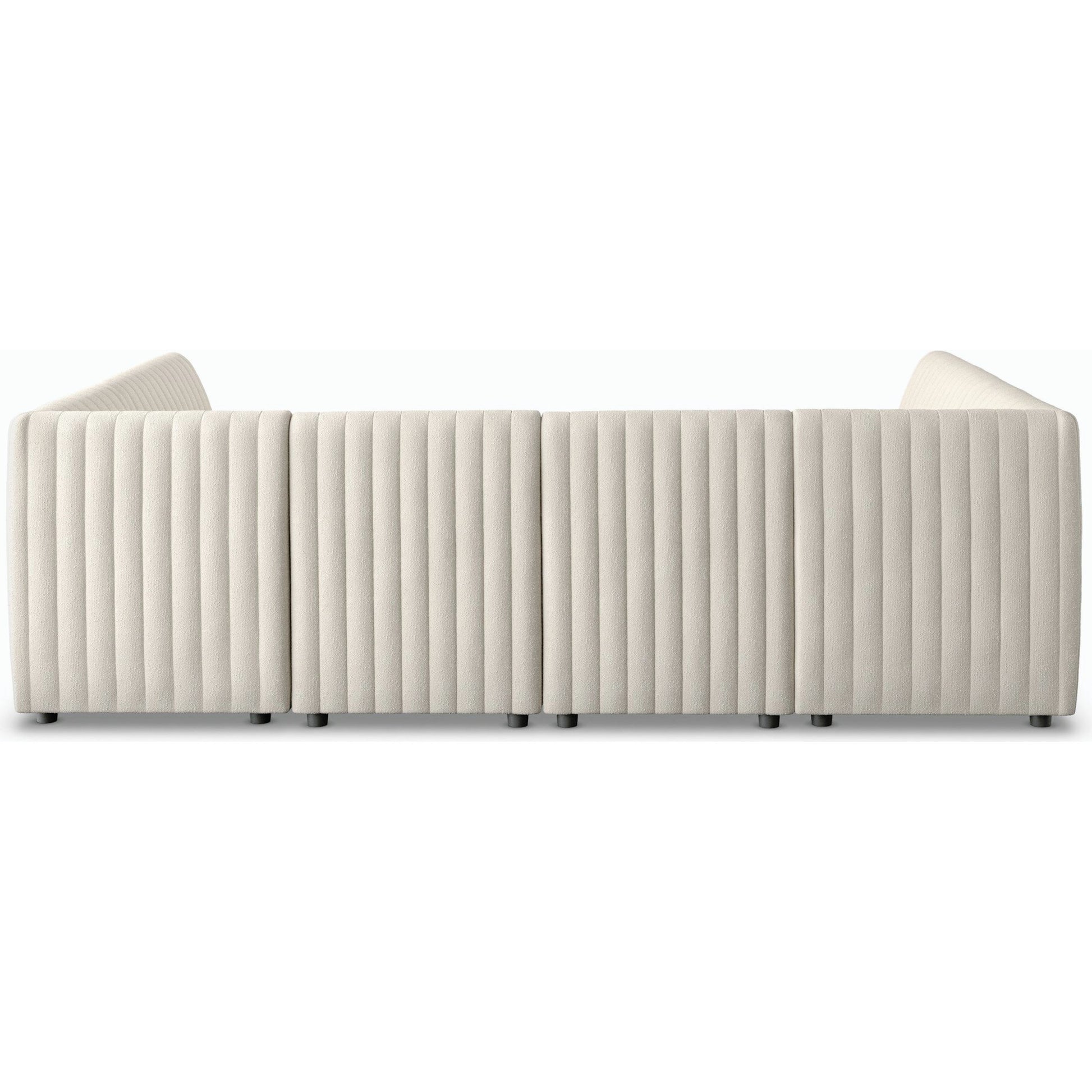 Augustine Dining Banquette by Four Hands in capri oatmeal. Made from 100% polyester, 80% polyurethane foam, 20% polyester fiber in a modern style.