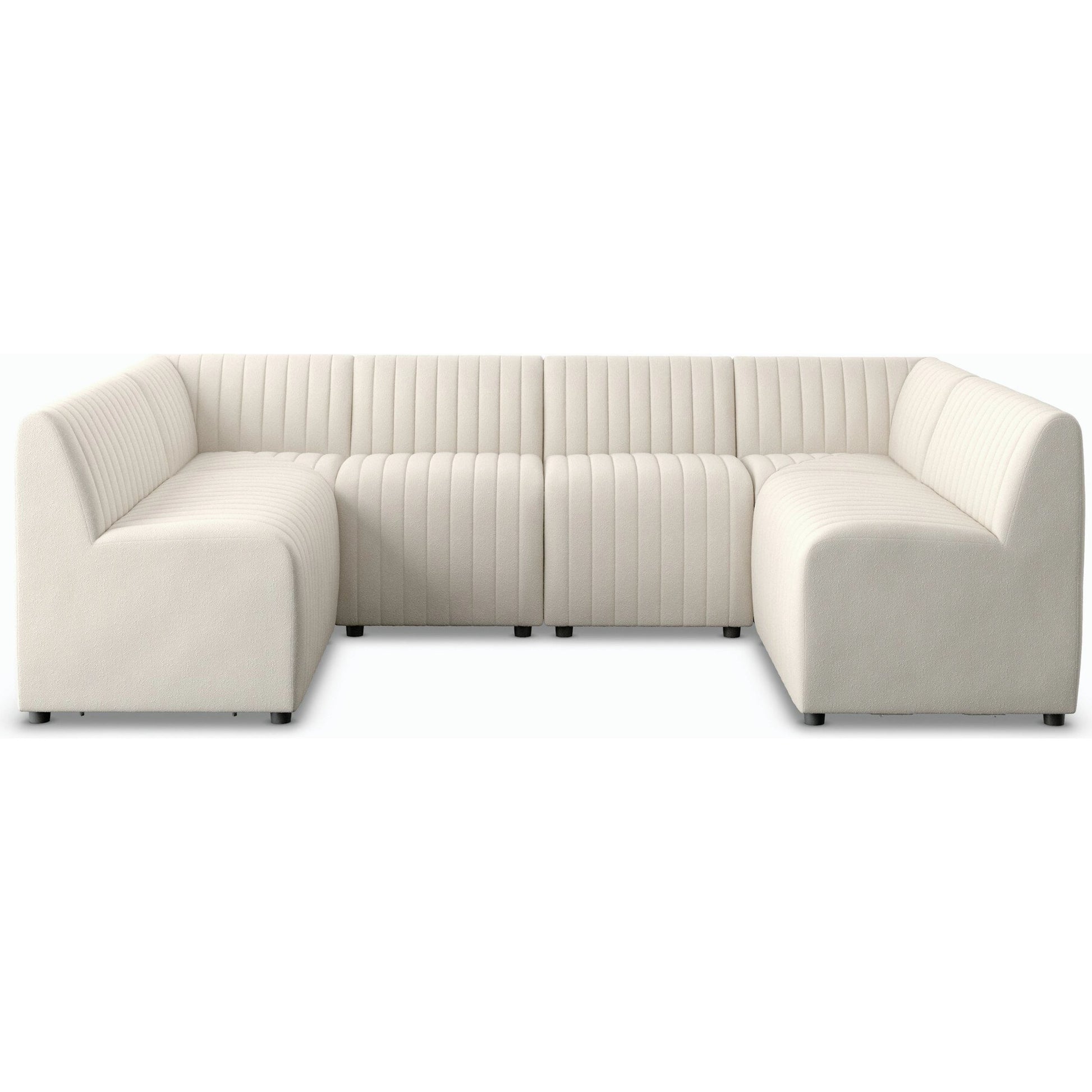 Augustine Dining Banquette by Four Hands in capri oatmeal. Made from 100% polyester, 80% polyurethane foam, 20% polyester fiber in a modern style.