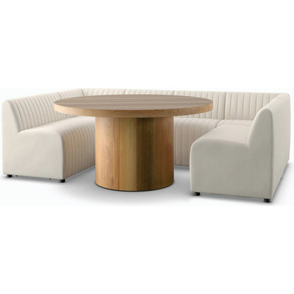 Augustine Dining Banquette by Four Hands in capri oatmeal. Made from 100% polyester, 80% polyurethane foam, 20% polyester fiber in a modern style.