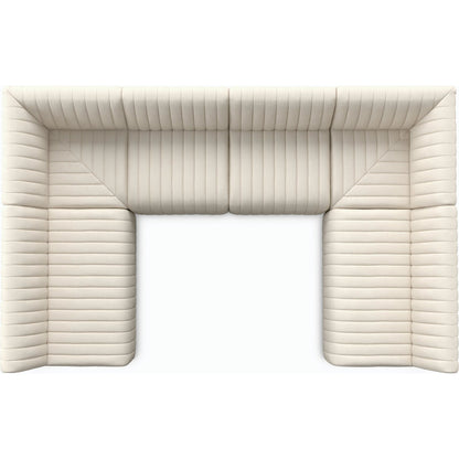 Augustine Dining Banquette by Four Hands in capri oatmeal. Made from 100% polyester, 80% polyurethane foam, 20% polyester fiber in a modern style.
