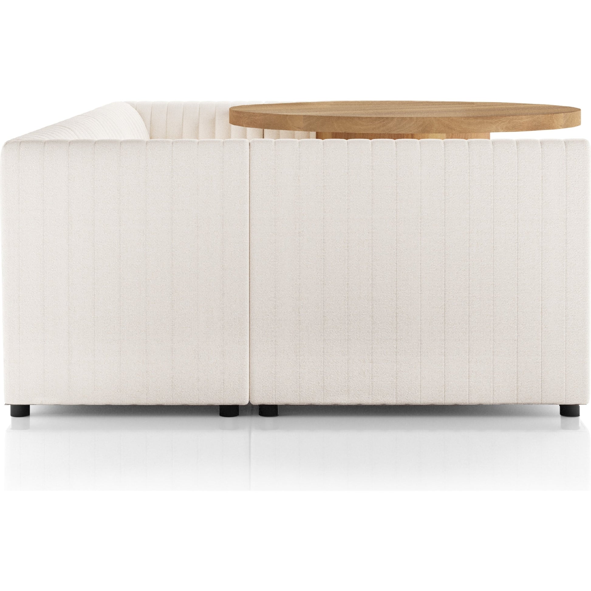 Augustine Dining Banquette by Four Hands in capri oatmeal. Made from 100% polyester, 80% polyurethane foam, 20% polyester fiber in a modern style.