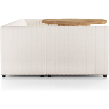 Augustine Dining Banquette by Four Hands in capri oatmeal. Made from 100% polyester, 80% polyurethane foam, 20% polyester fiber in a modern style.