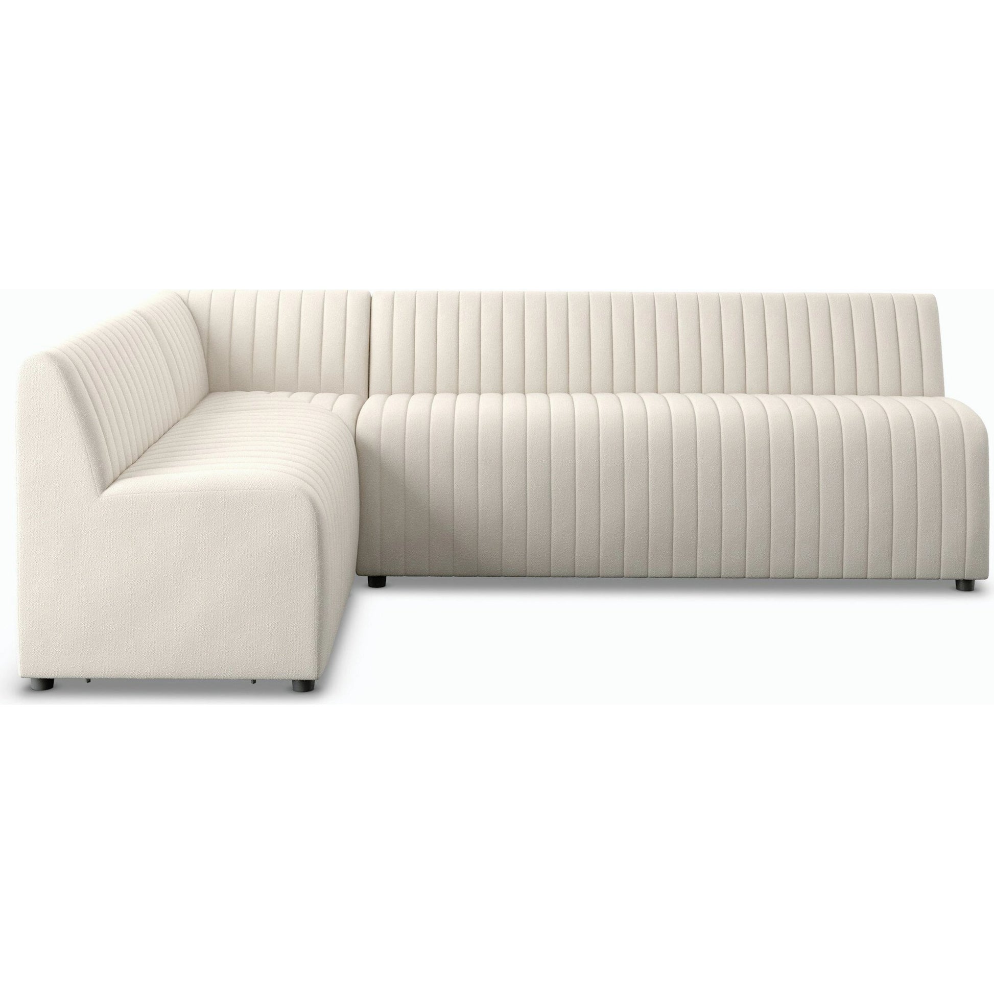 Augustine Dining Banquette by Four Hands in capri oatmeal. Made from 100% polyester, 80% polyurethane foam, 20% polyester fiber in a modern style.