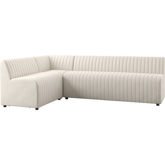 Augustine Dining Banquette by Four Hands in capri oatmeal. Made from 100% polyester, 80% polyurethane foam, 20% polyester fiber in a modern style.