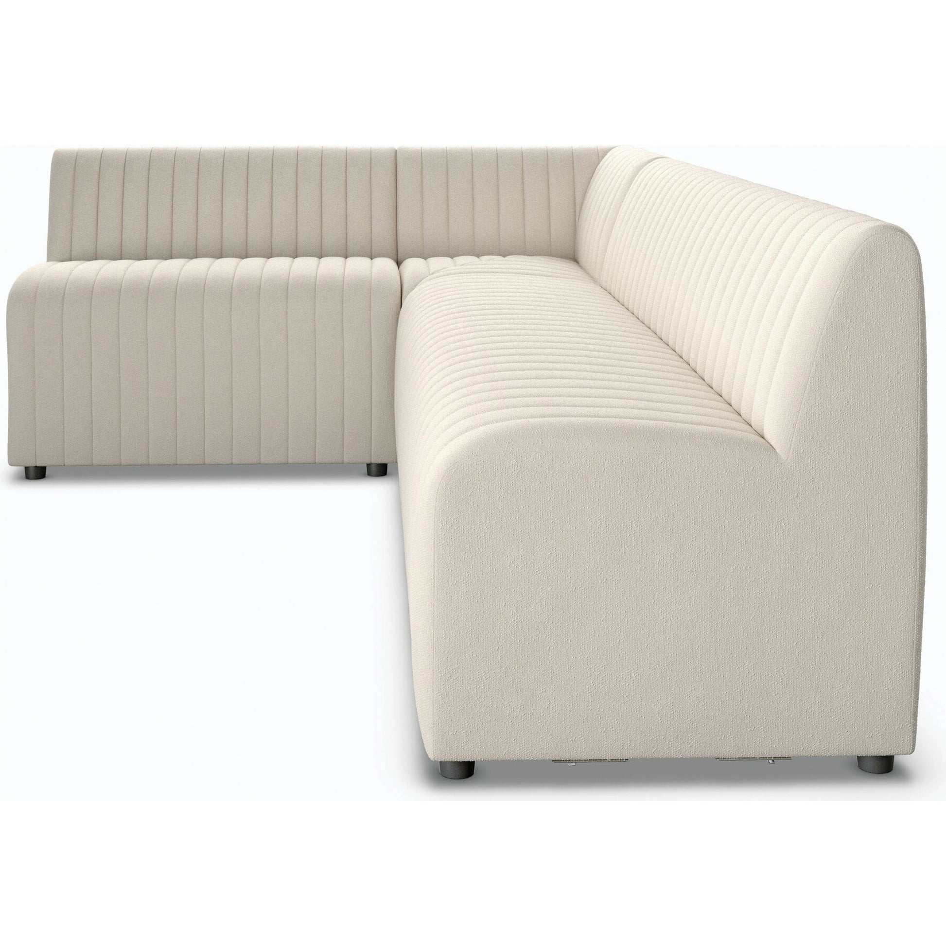 Augustine Dining Banquette by Four Hands in capri oatmeal. Made from 100% polyester, 80% polyurethane foam, 20% polyester fiber in a modern style.