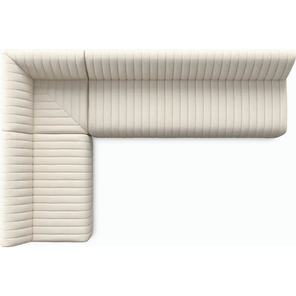 Augustine Dining Banquette by Four Hands in capri oatmeal. Made from 100% polyester, 80% polyurethane foam, 20% polyester fiber in a modern style.