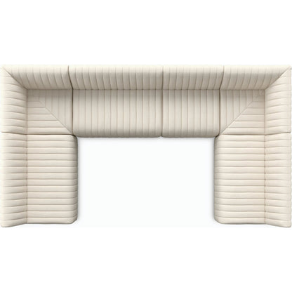 Augustine Dining Banquette by Four Hands in capri oatmeal. Made from 100% polyester, 80% polyurethane foam, 20% polyester fiber in a modern style.