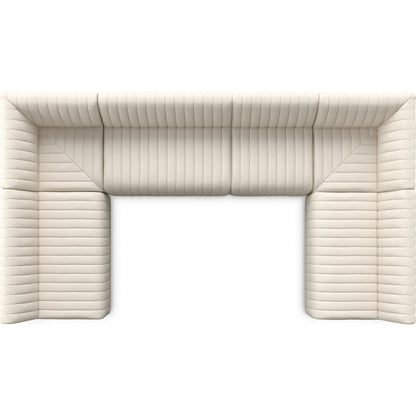 Augustine Dining Banquette by Four Hands in capri oatmeal. Made from 100% polyester, 80% polyurethane foam, 20% polyester fiber in a modern style.