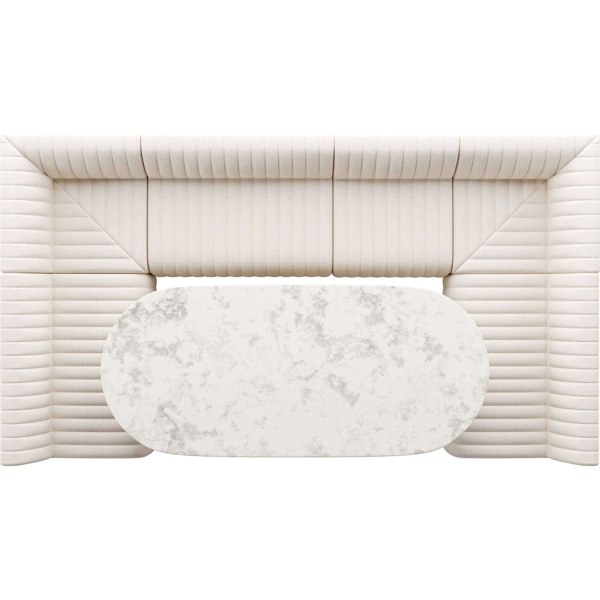 Augustine Dining Banquette by Four Hands in capri oatmeal. Made from 100% polyester, 80% polyurethane foam, 20% polyester fiber in a modern style.