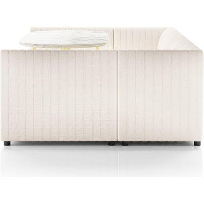 Augustine Dining Banquette by Four Hands in capri oatmeal. Made from 100% polyester, 80% polyurethane foam, 20% polyester fiber in a modern style.
