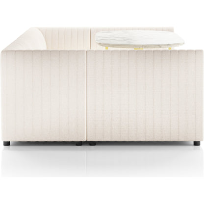Augustine Dining Banquette by Four Hands in capri oatmeal. Made from 100% polyester, 80% polyurethane foam, 20% polyester fiber in a modern style.