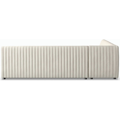 Augustine Dining Banquette by Four Hands in capri oatmeal. Made from 100% polyester, 80% polyurethane foam, 20% polyester fiber in a modern style.