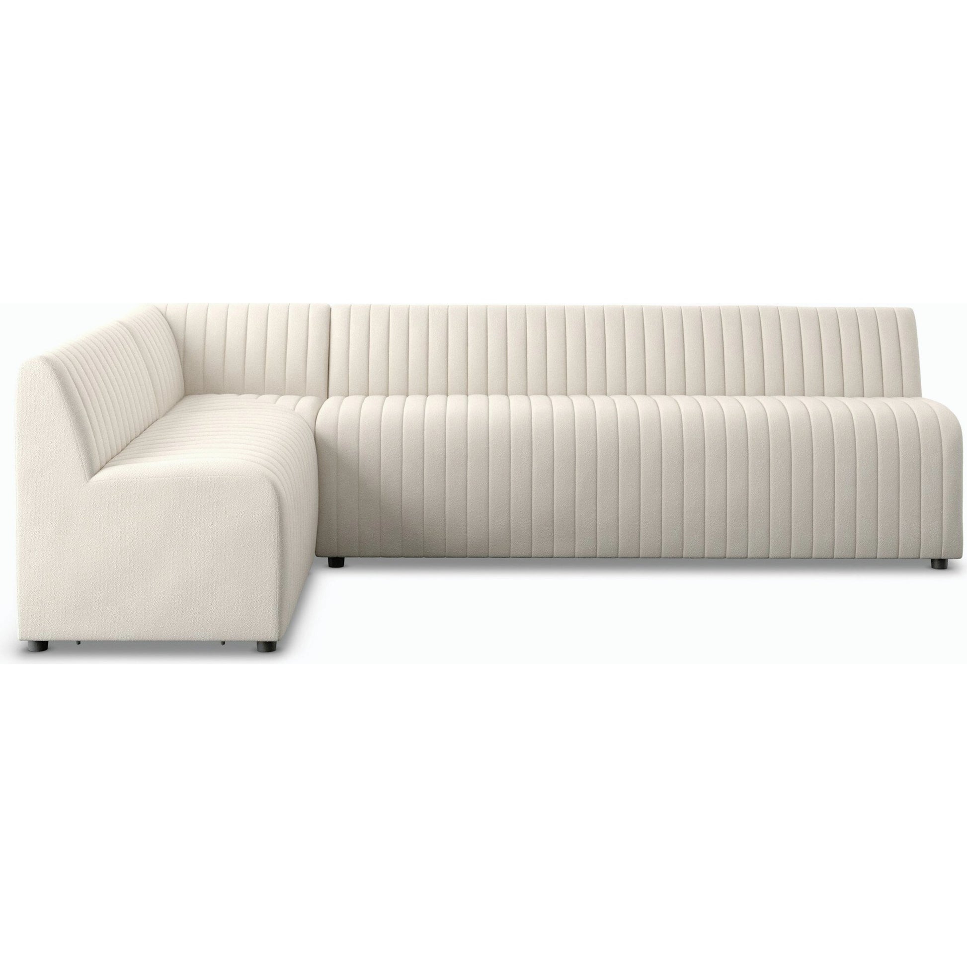 Augustine Dining Banquette by Four Hands in capri oatmeal. Made from 100% polyester, 80% polyurethane foam, 20% polyester fiber in a modern style.