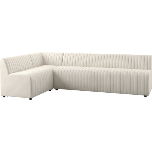 Augustine Dining Banquette by Four Hands in capri oatmeal. Made from 100% polyester, 80% polyurethane foam, 20% polyester fiber in a modern style.