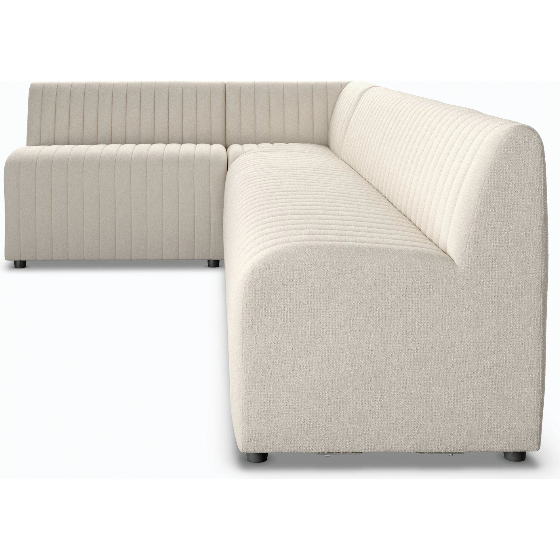 Augustine Dining Banquette by Four Hands in capri oatmeal. Made from 100% polyester, 80% polyurethane foam, 20% polyester fiber in a modern style.
