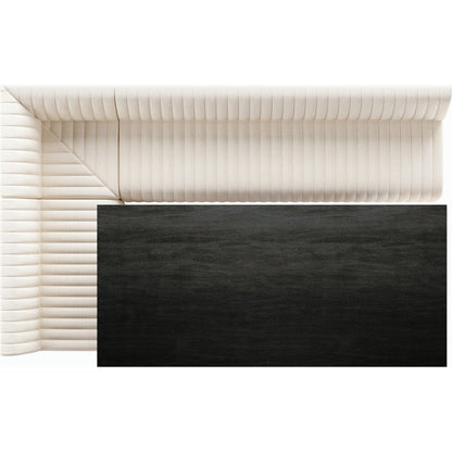 Augustine Dining Banquette by Four Hands in capri oatmeal. Made from 100% polyester, 80% polyurethane foam, 20% polyester fiber in a modern style.