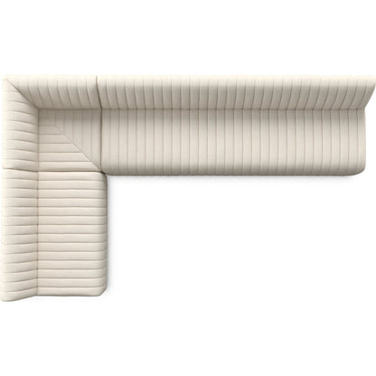 Augustine Dining Banquette by Four Hands in capri oatmeal. Made from 100% polyester, 80% polyurethane foam, 20% polyester fiber in a modern style.
