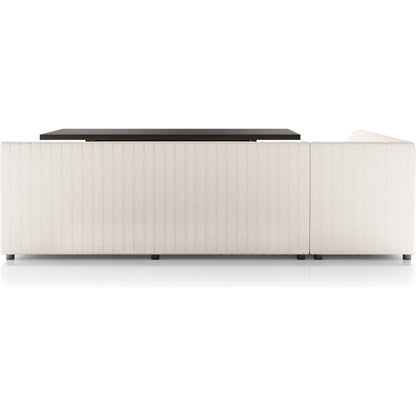 Augustine Dining Banquette by Four Hands in capri oatmeal. Made from 100% polyester, 80% polyurethane foam, 20% polyester fiber in a modern style.