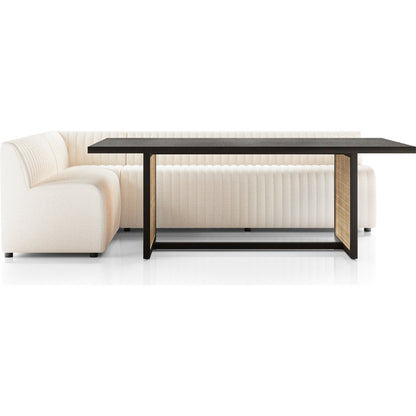 Augustine Dining Banquette by Four Hands in capri oatmeal. Made from 100% polyester, 80% polyurethane foam, 20% polyester fiber in a modern style.