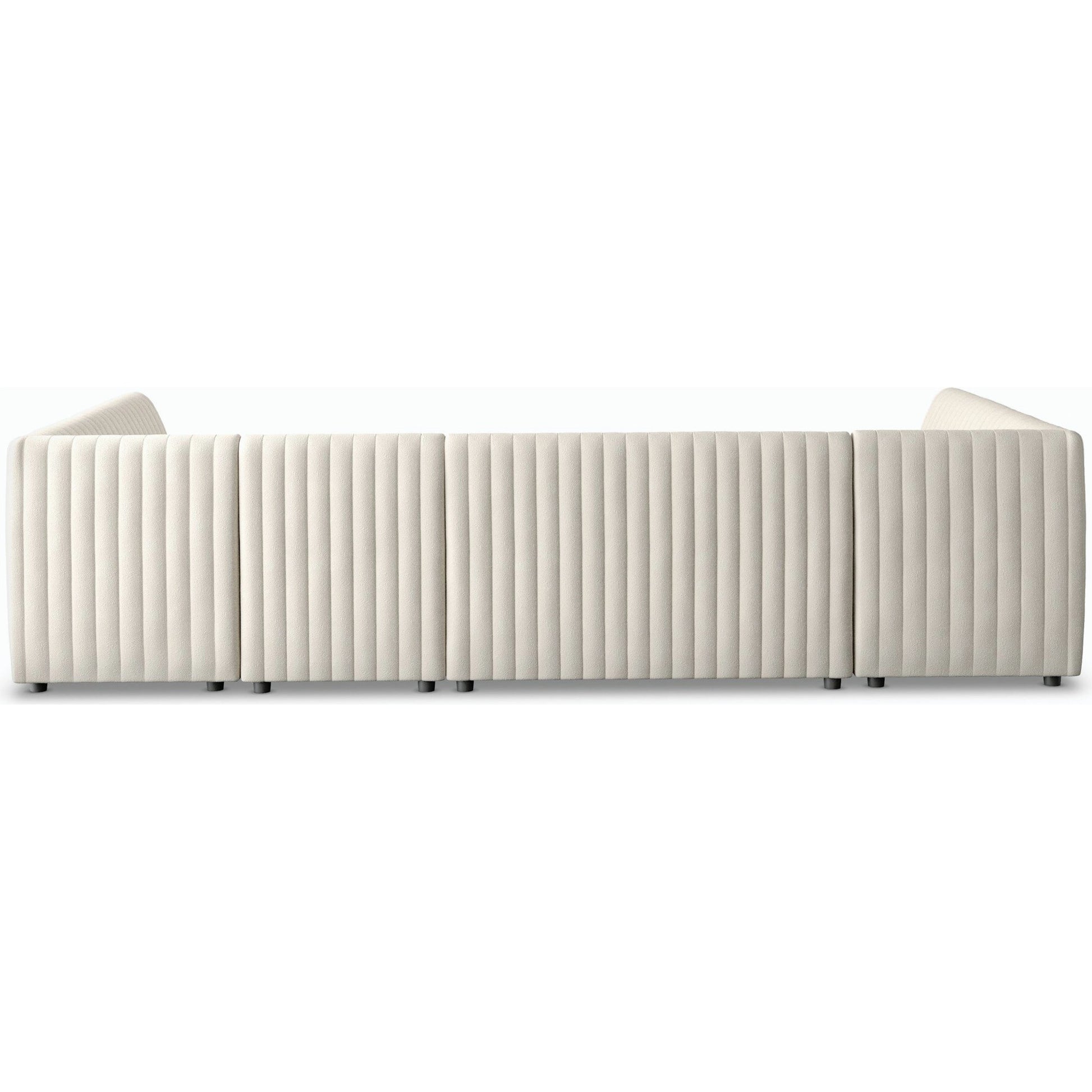 Augustine Dining Banquette by Four Hands in capri oatmeal. Made from 100% polyester, 80% polyurethane foam, 20% polyester fiber in a modern style.