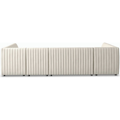 Augustine Dining Banquette by Four Hands in capri oatmeal. Made from 100% polyester, 80% polyurethane foam, 20% polyester fiber in a modern style.