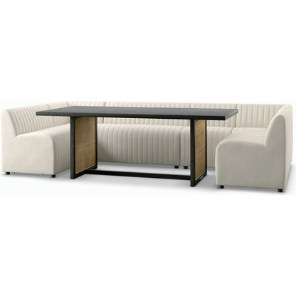 Augustine Dining Banquette by Four Hands in capri oatmeal. Made from 100% polyester, 80% polyurethane foam, 20% polyester fiber in a modern style.