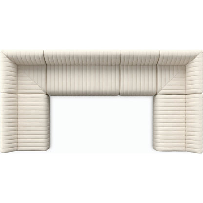 Augustine Dining Banquette by Four Hands in capri oatmeal. Made from 100% polyester, 80% polyurethane foam, 20% polyester fiber in a modern style.
