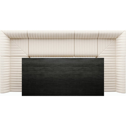 Augustine Dining Banquette by Four Hands in capri oatmeal. Made from 100% polyester, 80% polyurethane foam, 20% polyester fiber in a modern style.