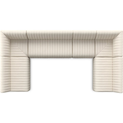 Augustine Dining Banquette by Four Hands in capri oatmeal. Made from 100% polyester, 80% polyurethane foam, 20% polyester fiber in a modern style.
