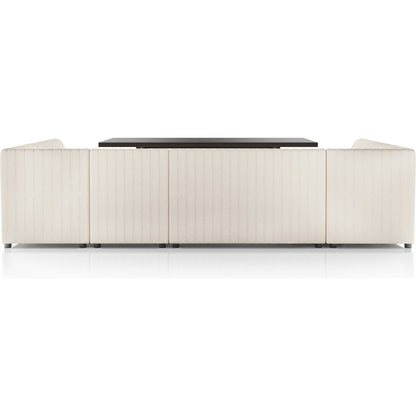 Augustine Dining Banquette by Four Hands in capri oatmeal. Made from 100% polyester, 80% polyurethane foam, 20% polyester fiber in a modern style.